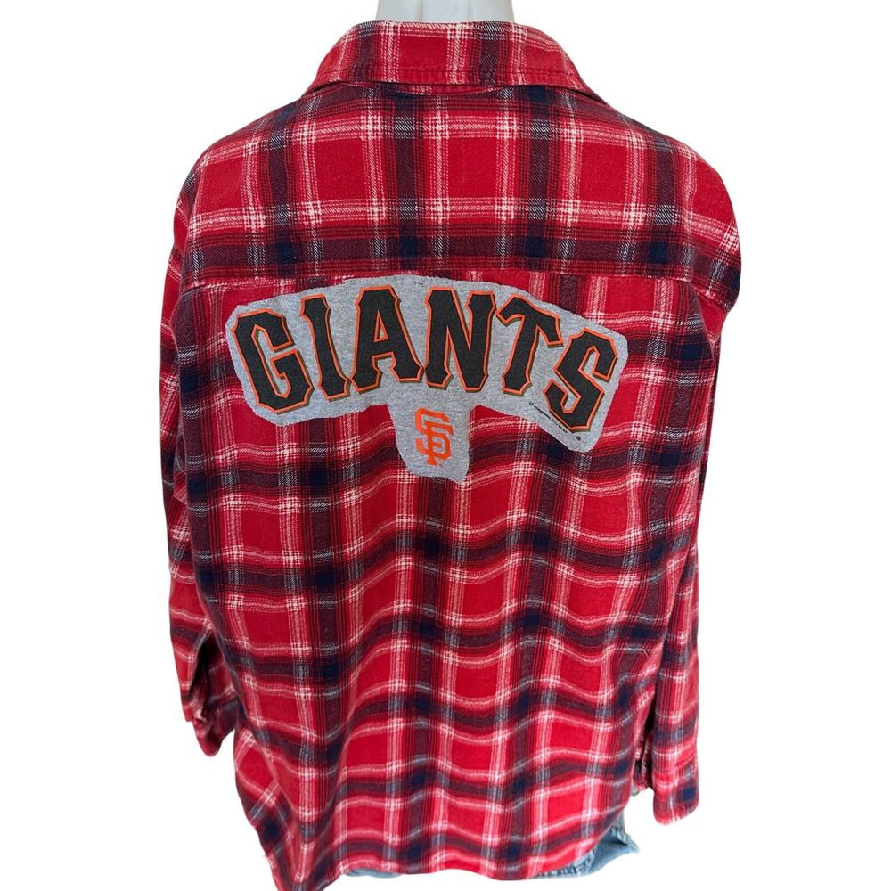 San Francisco Giants Baseball Plaid Flannel Shirt XL Oversized Shacket Unique